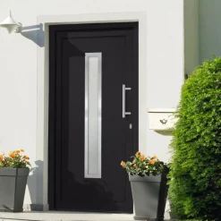 Matériaux De Construction-vidaXL Porte d'entrée Anthracite 88x200 cm extérieur anthracite / intérieur blanc
