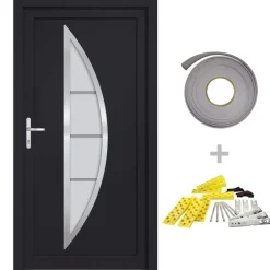 vidaXL Porte d'entrée anthracite 88x200 cm PVC