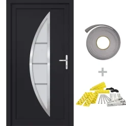 Matériaux De Construction-vidaXL Porte d'entrée anthracite 88x200 cm PVC extérieur anthracite / intérieur blanc