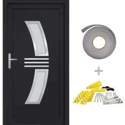 Matériaux De Construction-vidaXL Porte d'entrée 88x200 cm PVC Anthracite