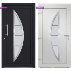 Matériaux De Construction-vidaXL Porte d'entrée Anthracite 88x200 cm extérieur anthracite / intérieur blanc