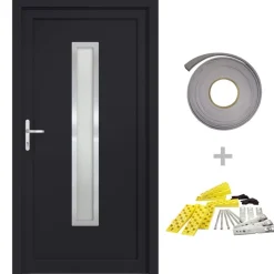 vidaXL Porte d'entrée anthracite 88x200 cm PVC