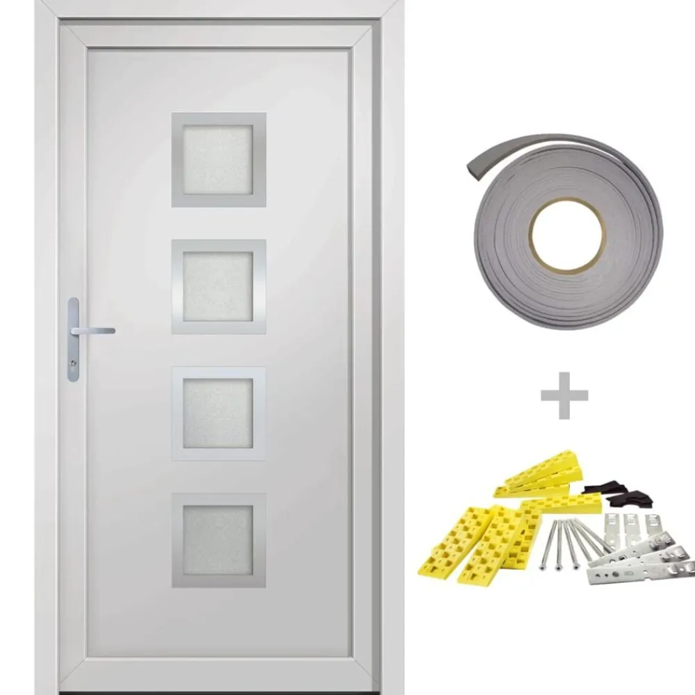 Matériaux De Construction-vidaXL Porte d'entrée Blanc 88x200 cm PVC extérieur blanc / intérieur blanc