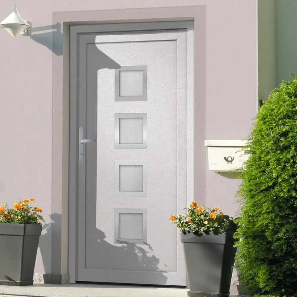 Matériaux De Construction-vidaXL Porte d'entrée Blanc 88x200 cm PVC extérieur blanc / intérieur blanc