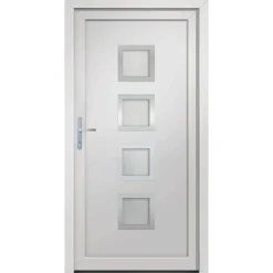 Matériaux De Construction-vidaXL Porte d'entrée Blanc 88x200 cm PVC extérieur blanc / intérieur blanc