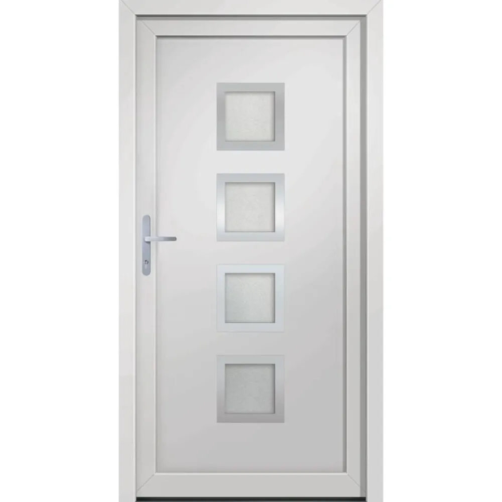 Matériaux De Construction-vidaXL Porte d'entrée Blanc 88x200 cm PVC extérieur blanc / intérieur blanc