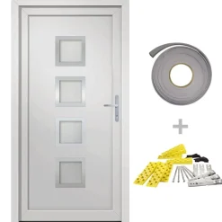 Matériaux De Construction-vidaXL Porte d'entrée Blanc 88x200 cm PVC extérieur blanc / intérieur blanc