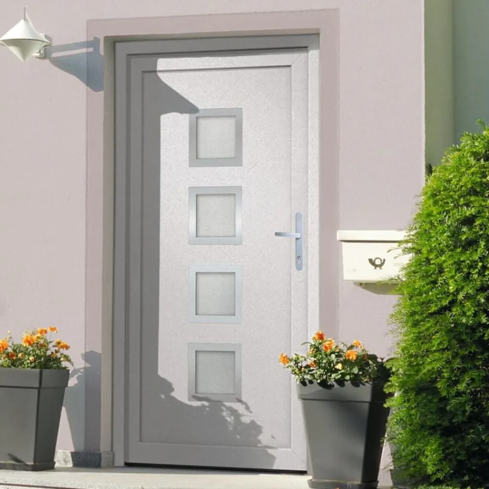 Matériaux De Construction-vidaXL Porte d'entrée Blanc 88x200 cm PVC extérieur blanc / intérieur blanc