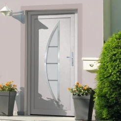Matériaux De Construction-vidaXL Porte d'entrée Blanc 88x200 cm PVC extérieur blanc / intérieur blanc