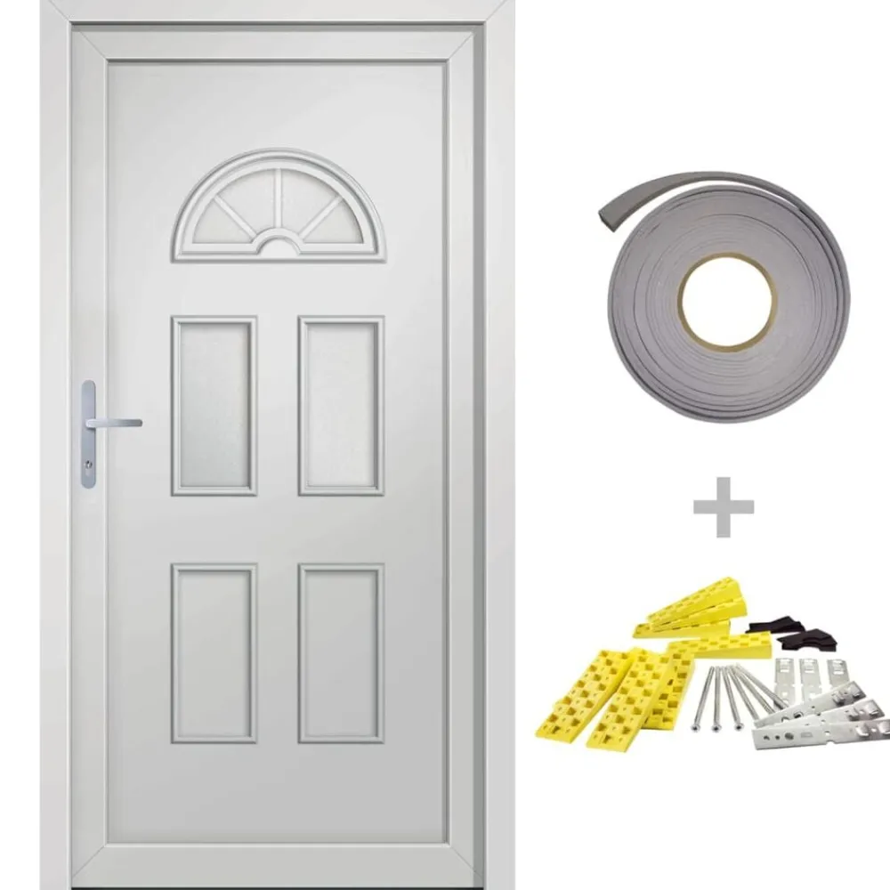 Matériaux De Construction-vidaXL Porte d'entrée blanc 88x208 cm PVC