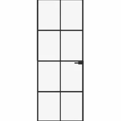 Matériaux De Construction-vidaXL Porte d'intérieur Noir 76x201,5 cm Trempé verre aluminium fin Noir et transparent