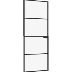 vidaXL Porte d'intérieur Noir 76x201,5 cm Trempé verre aluminium fin