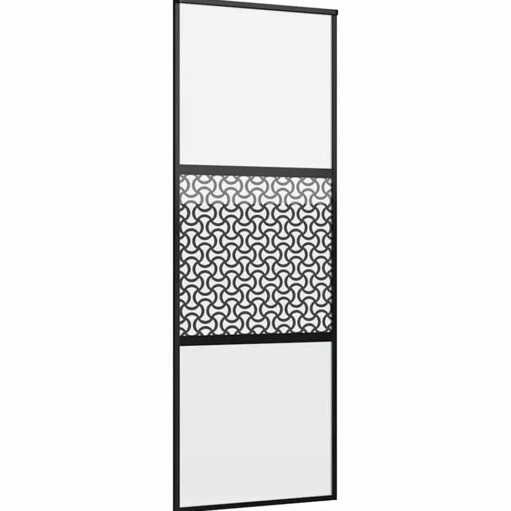 Matériaux De Construction-vidaXL Porte en verre Fretwork Noir 90 x 2 x 205 cm Aluminium