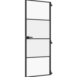 vidaXL Porte intérieure mince noir 76x201,5 cm verre trempé aluminium