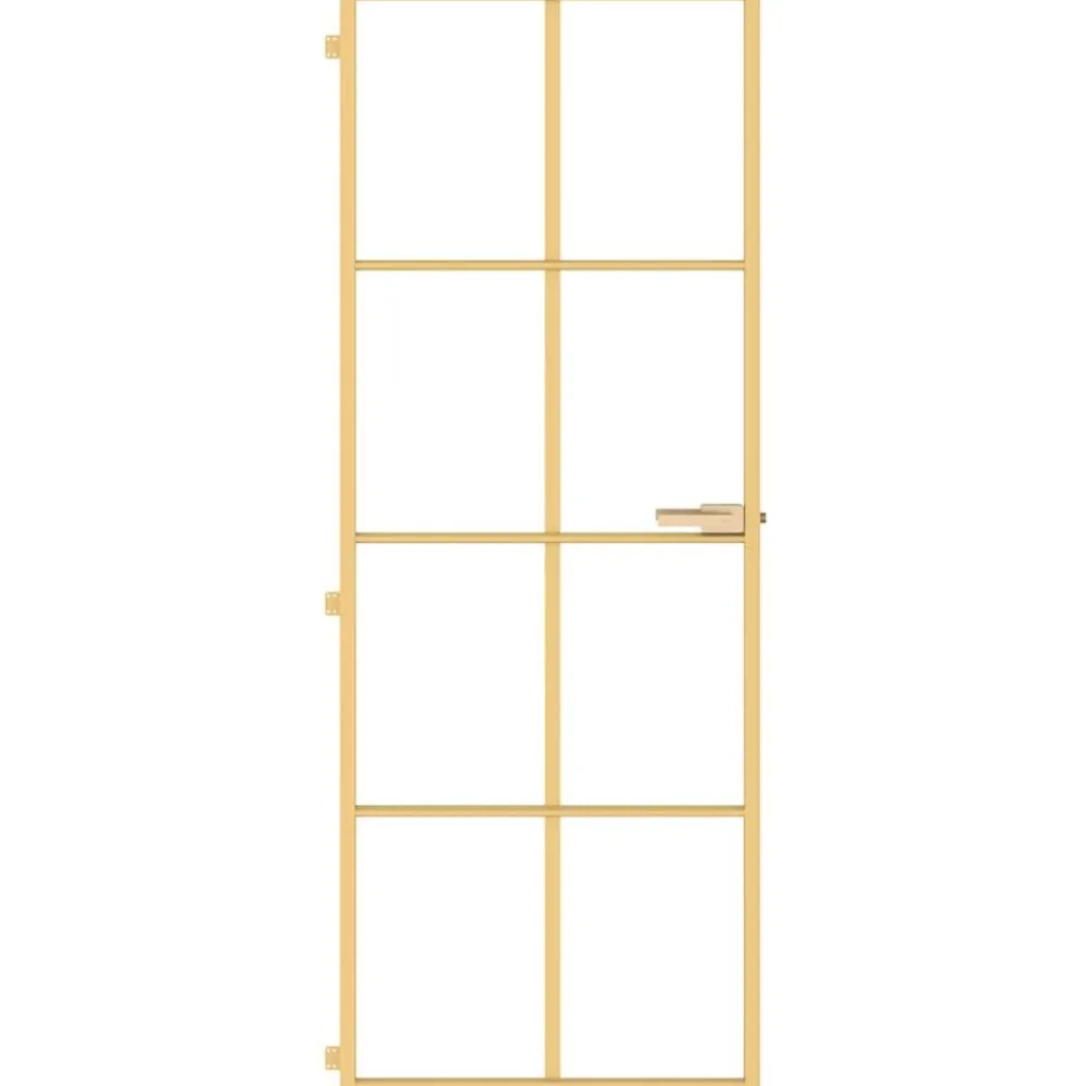 Matériaux De Construction-vidaXL Porte intérieure mince doré 76x201,5 cm verre trempé aluminium Doré et transparent