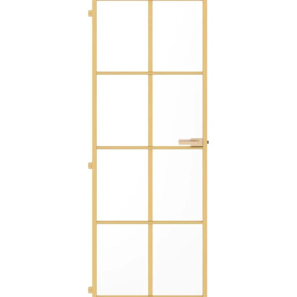 vidaXL Porte intérieure mince doré 76x201,5 cm verre trempé aluminium