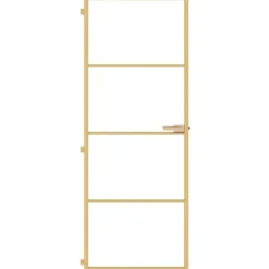 Matériaux De Construction-vidaXL Porte intérieure mince doré 76x201,5 cm verre trempé aluminium Doré et transparent