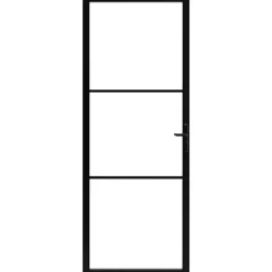 Matériaux De Construction-vidaXL Porte intérieure Verre ESG et aluminium 76x201,5 cm Noir Noir et transparent