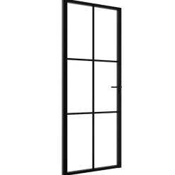 vidaXL Porte intérieure Verre ESG et aluminium 76x201,5 cm Noir