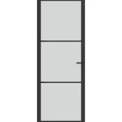 Matériaux De Construction-vidaXL Porte intérieure 76x201,5 cm Noir Verre mat et aluminium Noir et givre