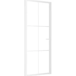 Matériaux De Construction-vidaXL Porte intérieure 83x201,5 cm Blanc Verre ESG et aluminium Blanc et transparent