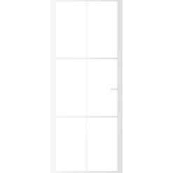 Matériaux De Construction-vidaXL Porte intérieure 83x201,5 cm Blanc Verre ESG et aluminium Blanc et transparent