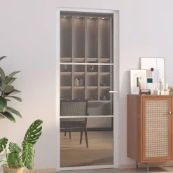vidaXL Porte intérieure 83x201,5 cm Blanc Verre ESG et aluminium
