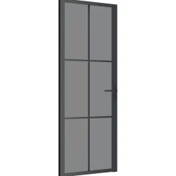 vidaXL Porte intérieure 76x201,5 cm Noir Verre ESG et aluminium
