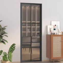 vidaXL Porte intérieure 76x201,5 cm Noir Verre ESG et aluminium