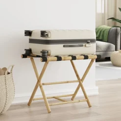 vidaXL Porte-bagages pliant 62x42x50,5 cm bambou