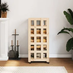 vidaXL Porte-bûches avec roulettes 40x49x110 cm bois massif de pin