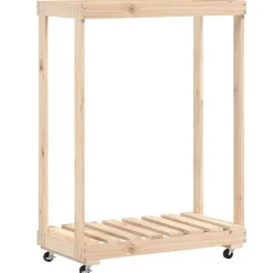 Accessoires Pour Cheminées & Poêles À Bois-vidaXL Porte-bûches avec roulettes 76,5x40x108 cm bois massif de pin Naturel