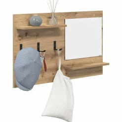 vidaXL Porte-manteau mural avec miroir Chêne artisanal 90 x 10 x 50 cm