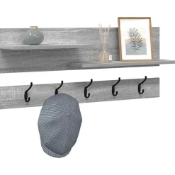 vidaXL Porte-manteau mural avec étagère Gris Sonoma 90 x 15 x 36 cm