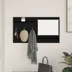 vidaXL Porte-manteau mural avec étagère Chêne noir 90 x 10 x 50 cm