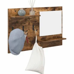 Étagères-vidaXL Porte-manteau mural avec étagère Chêne fumé 90 x 10 x 50 cm Ch&ecirc;ne fumé