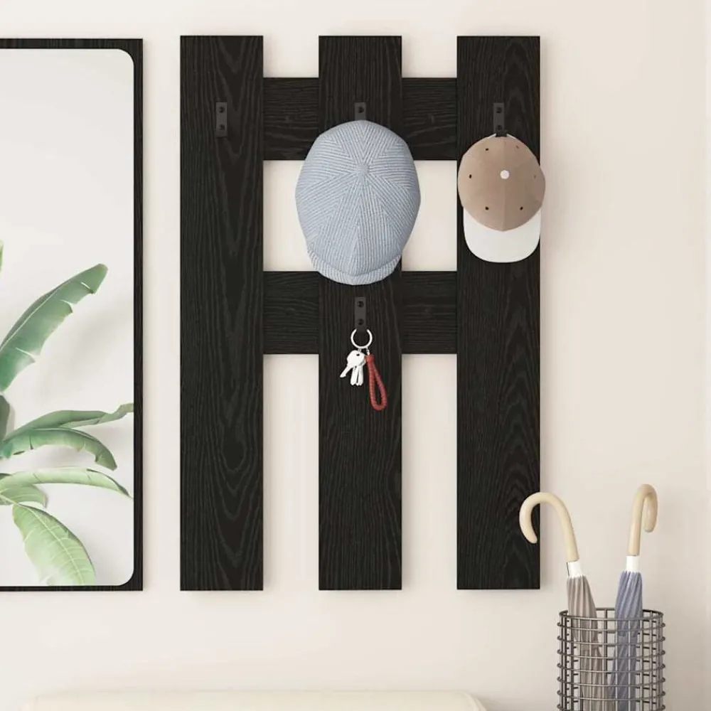vidaXL Porte-manteau mural Montage mural Chêne noir 65 x 3 x 100 cm