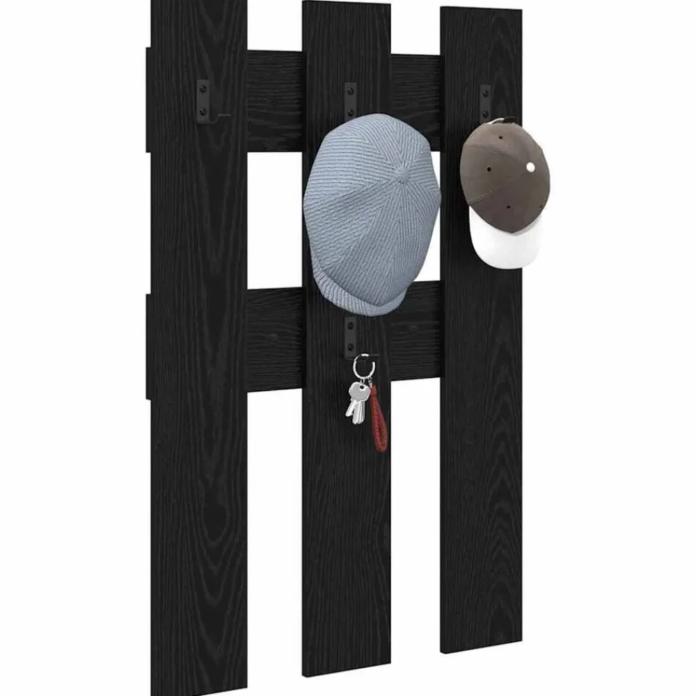 vidaXL Porte-manteau mural Montage mural Chêne noir 65 x 3 x 100 cm