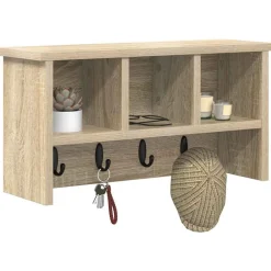 Étagères-vidaXL Porte-manteau mural avec étagère Chêne Sonoma 50 x 16 x 26 cm Ch&ecirc;ne sonoma