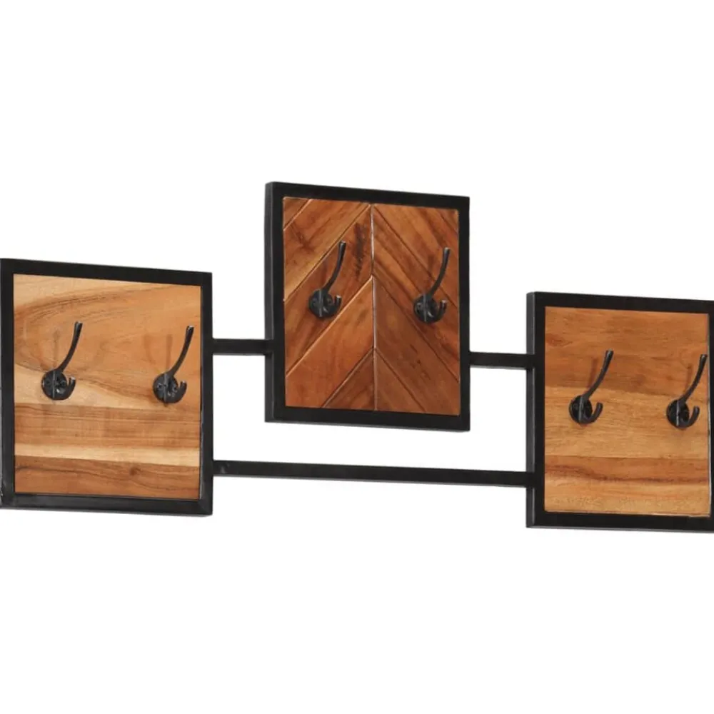 Décorations-vidaXL Porte-manteau mural 90x1x35 cm bois massif d'acacia et fer