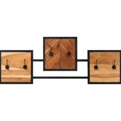Décorations-vidaXL Porte-manteau mural 90x1x35 cm bois massif d'acacia et fer