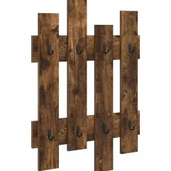 Étagères-vidaXL Porte-manteau mural Chêne fumé 60 x 3 x 82 cm Bois d'ingénierie Ch&ecirc;ne fumé