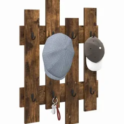 Étagères-vidaXL Porte-manteau mural Chêne fumé 60 x 3 x 82 cm Bois d'ingénierie Ch&ecirc;ne fumé