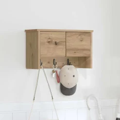 vidaXL Porte-manteau mural avec porte Chêne artisanal 50 x 20 x 30 cm