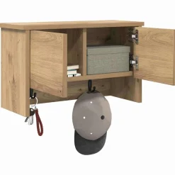vidaXL Porte-manteau mural avec porte Chêne artisanal 50 x 20 x 30 cm