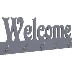 Décorations-vidaXL Porte-manteau mural WELCOME Gris 74x29,5 cm gris (bienvenue)