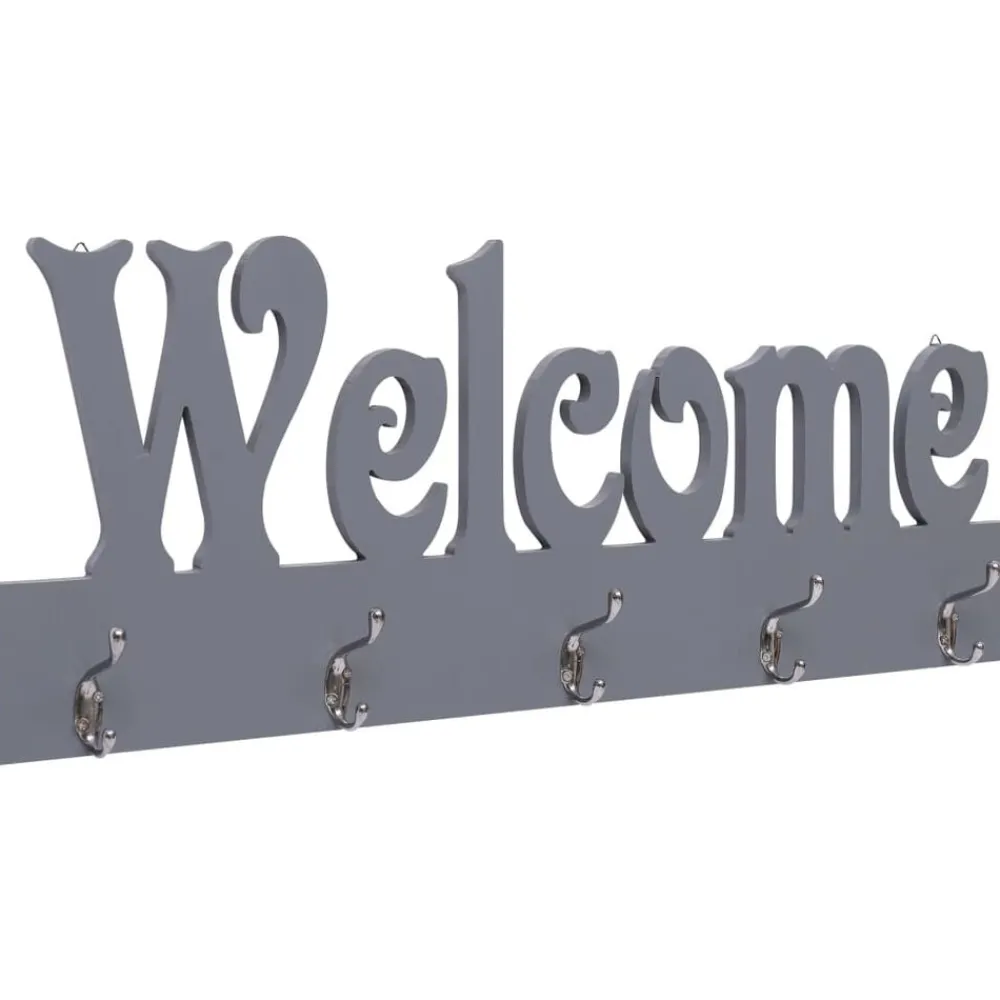 Décorations-vidaXL Porte-manteau mural WELCOME Gris 74x29,5 cm gris (bienvenue)