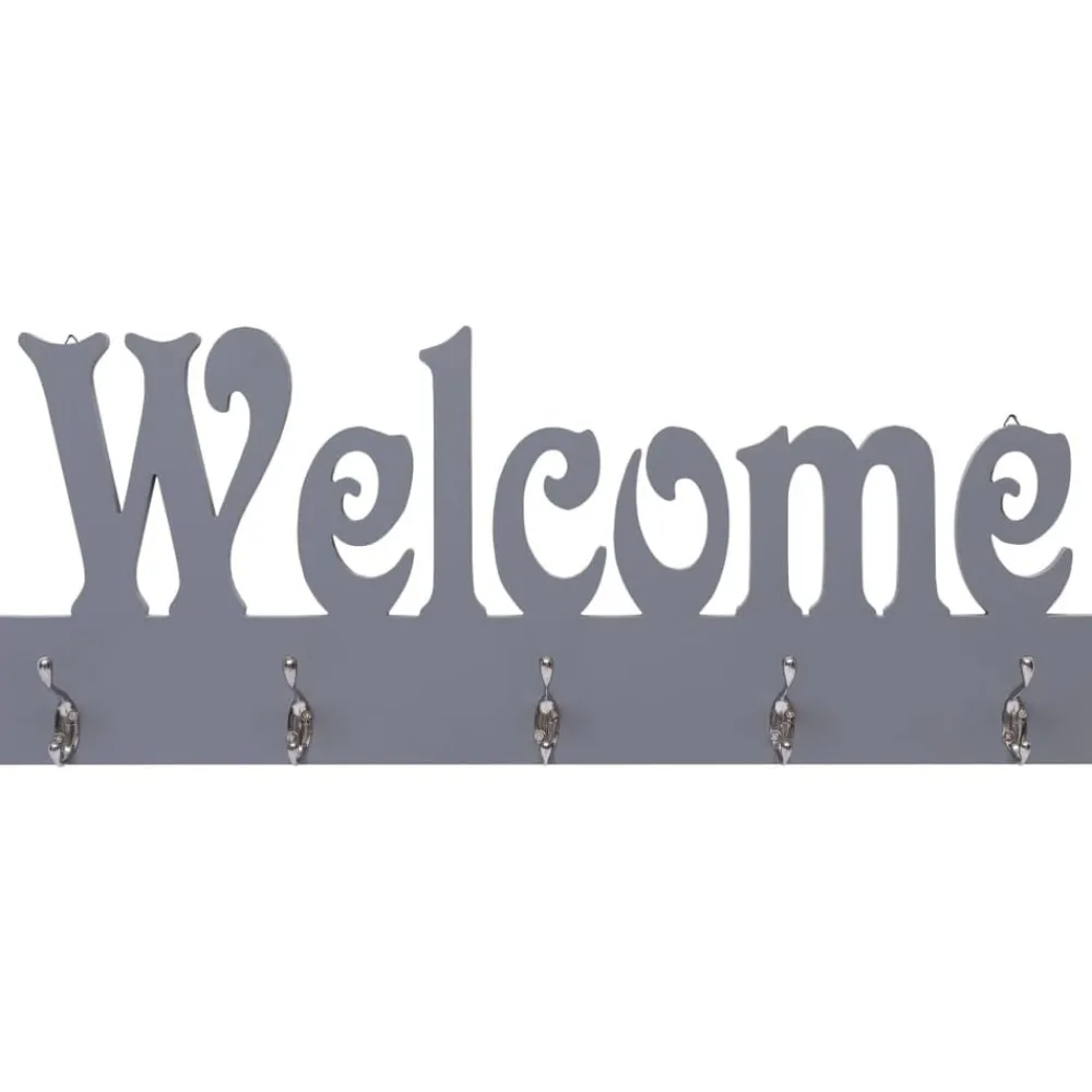 Décorations-vidaXL Porte-manteau mural WELCOME Gris 74x29,5 cm gris (bienvenue)