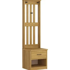 Bancs-vidaXL Portemanteau SANDNES 45x40x159,5 cm bois massif pin Finition noyer