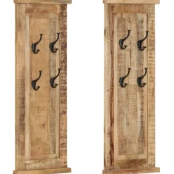 Décorations-vidaXL Porte-manteaux 2 pcs Bois massif de manguier 38x100 cm